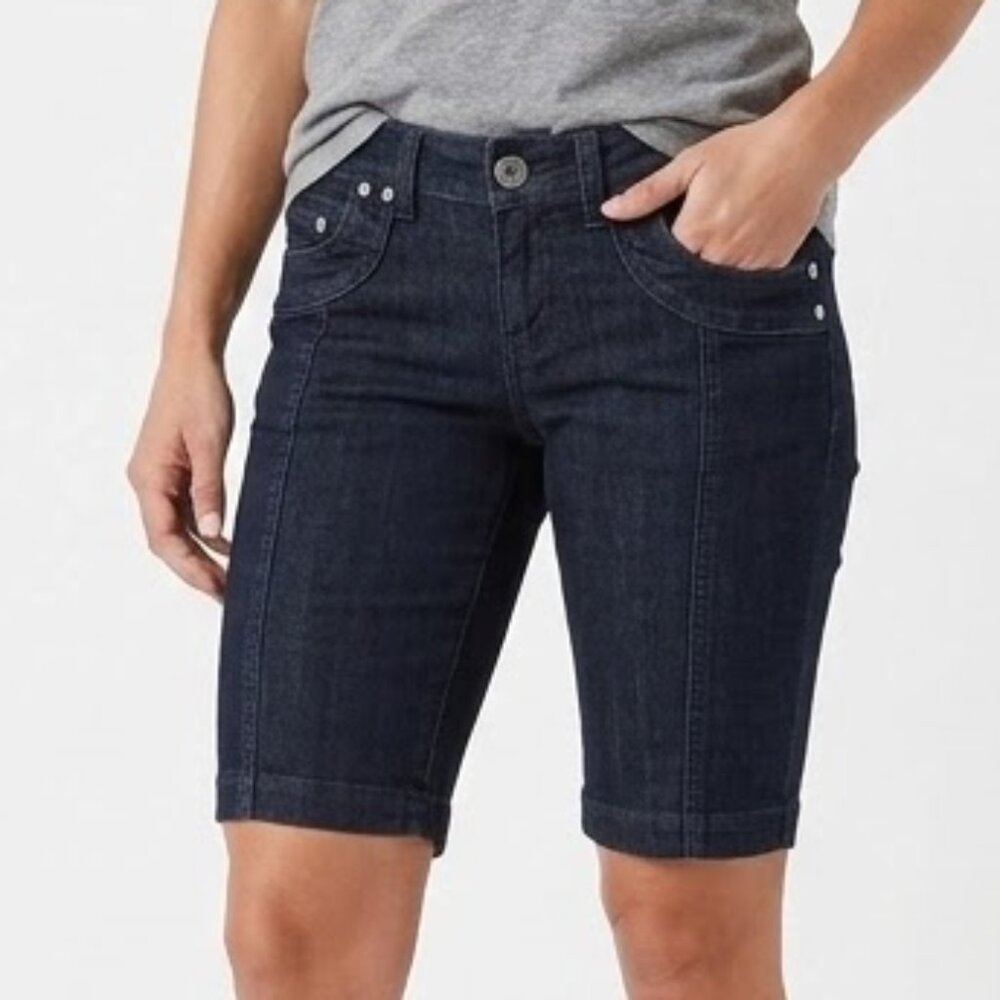 Seductions Women Junior Skinny Stretch Jeans Shorts Size 9 Dark Wash Y2K